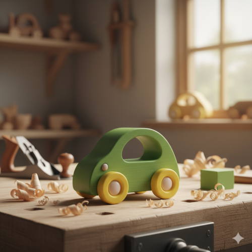 Handgemaakte Houten Speelgoedauto - Bosvriendje